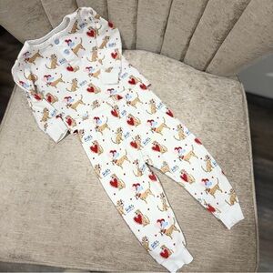 Little English White Pajama Set with Red and Blue Accents